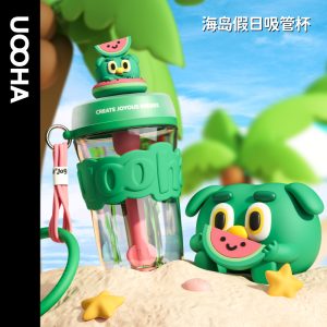 uooha海岛假日泳圈杯女大容量吸管杯可爱夏学生儿童水杯夏日杯子